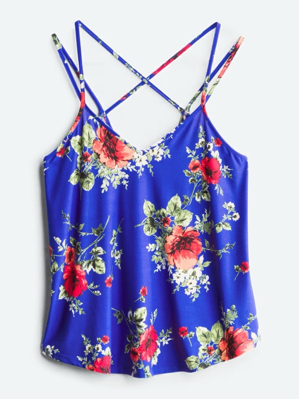 Paper Moon Floral Strappy Cami Top - Royal Blue